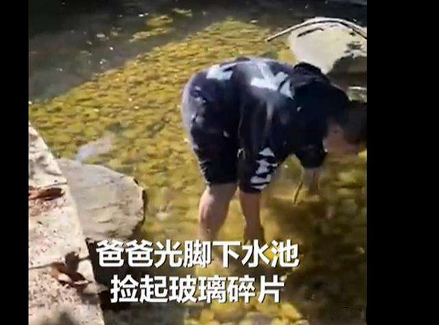 傳送帶廠家:榜樣!爸爸赤腳下水撈寶寶扔的玻璃渣