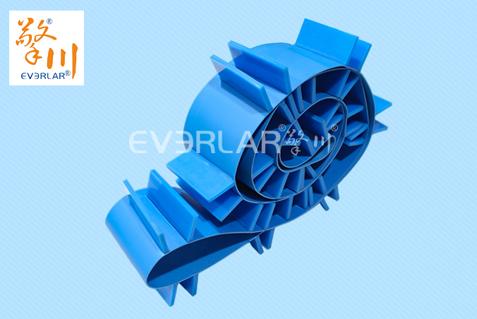 藍(lán)色PU輸送帶加擋板耐腐蝕食品級(jí)海鮮分揀機(jī)專配傳輸帶廠家定制