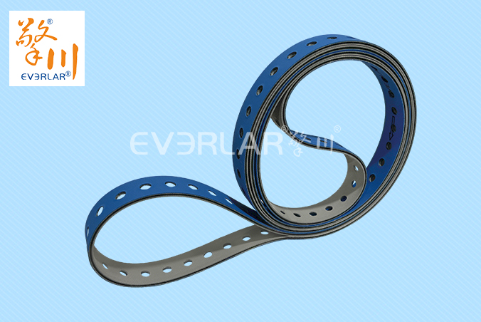 藍(lán)灰片基帶加打孔耐磨抗拉伸印刷紡織生產(chǎn)線(xiàn)紙張布料元件傳送平皮帶