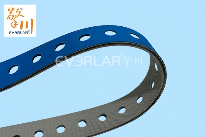 藍(lán)灰片基帶加打孔耐磨抗拉伸印刷紡織生產(chǎn)線(xiàn)紙張布料元件傳送平皮帶