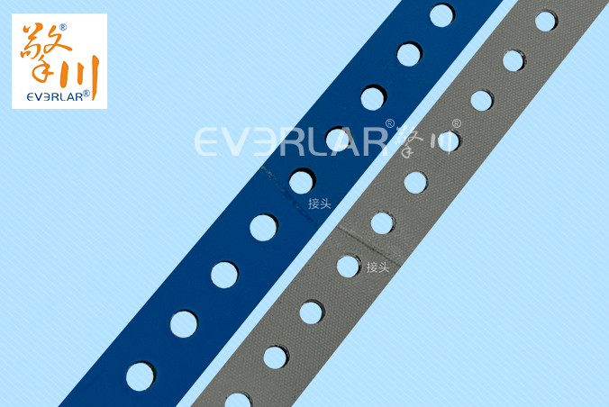 藍(lán)灰片基帶加打孔耐磨抗拉伸印刷紡織生產(chǎn)線(xiàn)紙張布料元件傳送平皮帶