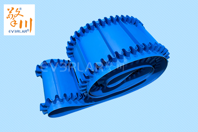 藍色啞光PU輸送帶加擋板裙邊導(dǎo)條食品級自動化生產(chǎn)線定制提升機工業(yè)皮帶