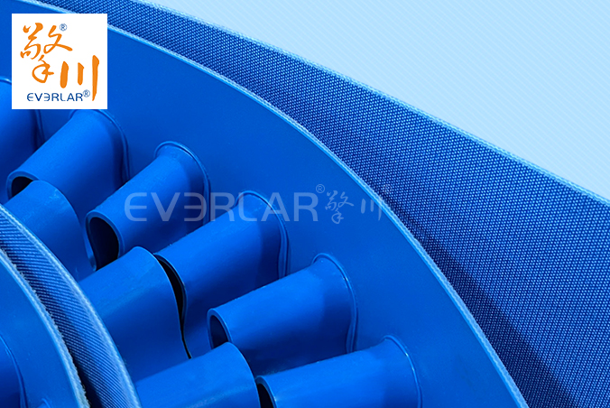 藍色啞光PU輸送帶加擋板裙邊導(dǎo)條食品級自動化生產(chǎn)線定制提升機工業(yè)皮帶