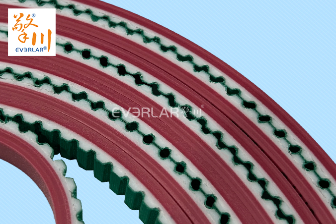 PU同步帶加綠布紅膠耐油耐磨食品行業(yè)自動(dòng)化生產(chǎn)線聚氨酯傳動(dòng)帶
